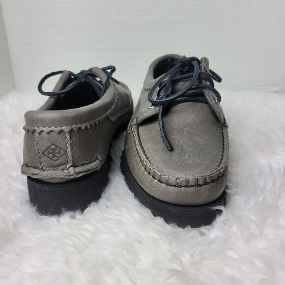Quoddy Maliseet Bluchers Mens Size 7 D Oxford Gray Leather Boat Shoes New main image 6